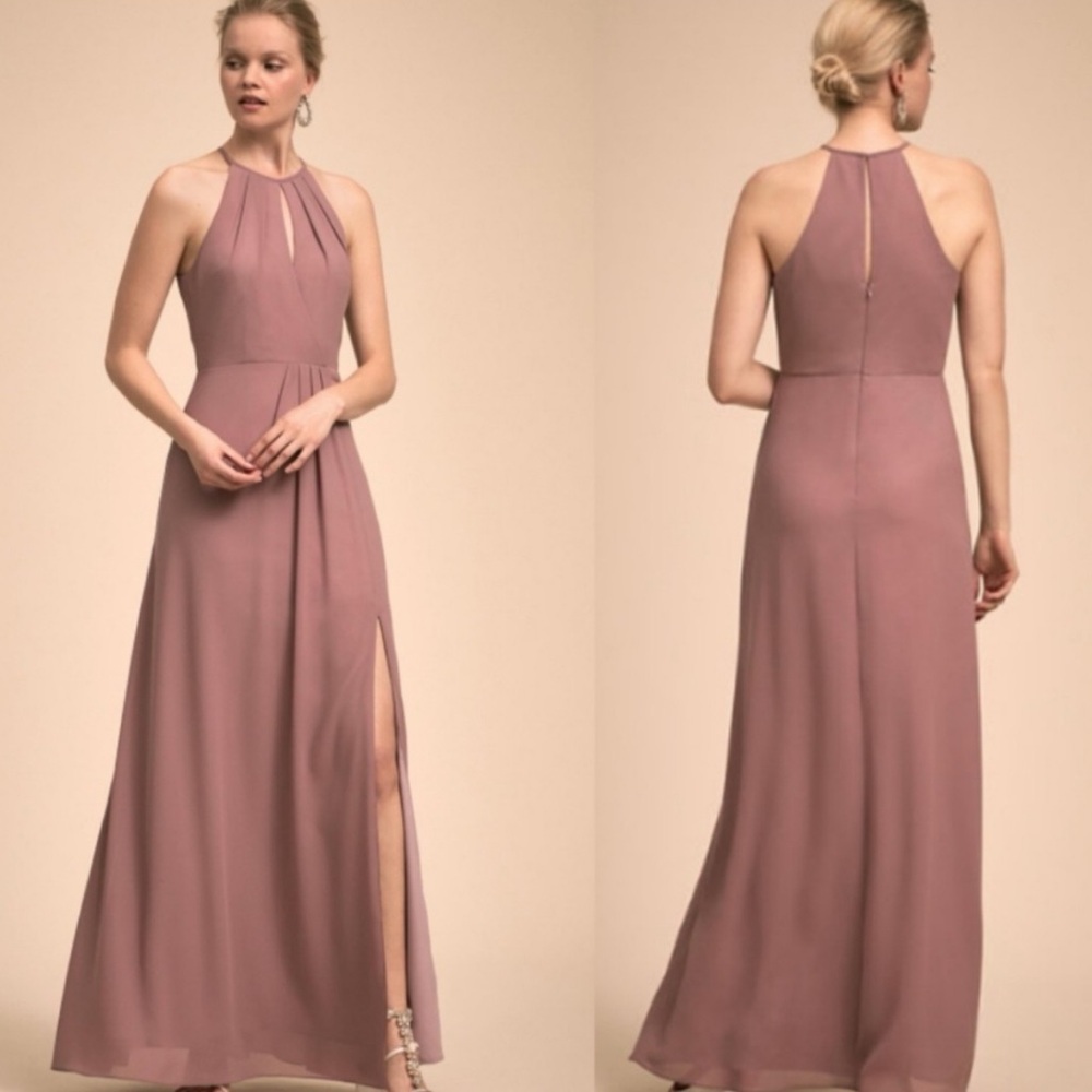BHLDN Anthropologie Marco Keyhole Halter Maxi Dress Gown Wine Burgundy XL - Picture 3 of 15